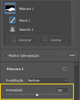 Controle deslizante Intensidade da máscara