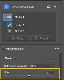 Suwak intensywności maski