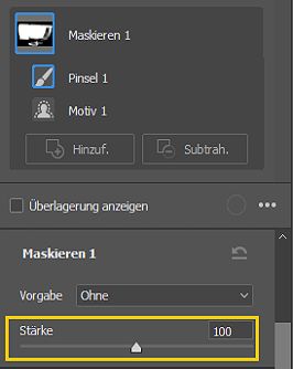 Schieberegler für die Masken-Stärke