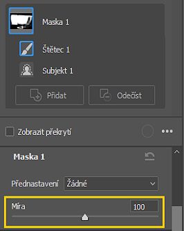 Posuvník hodnoty masky