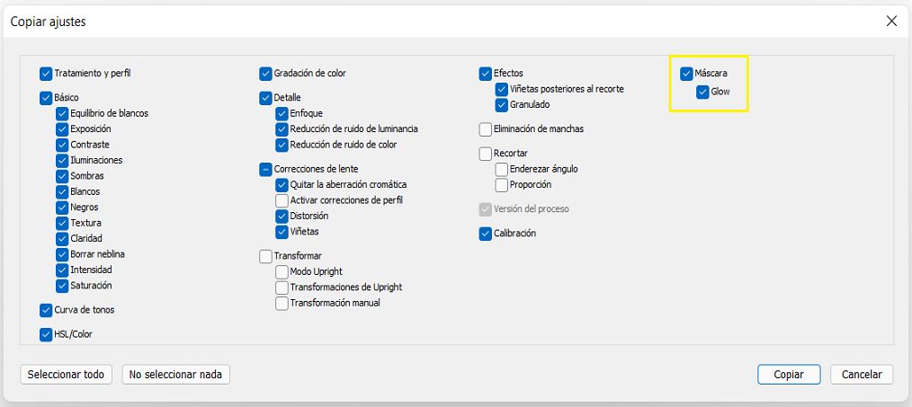 Configuración de copia de mácara