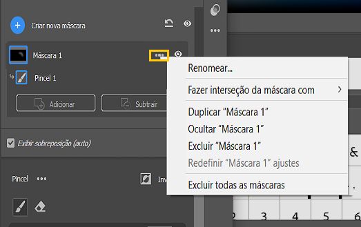 O menu de três pontos da Máscara no Camera Raw