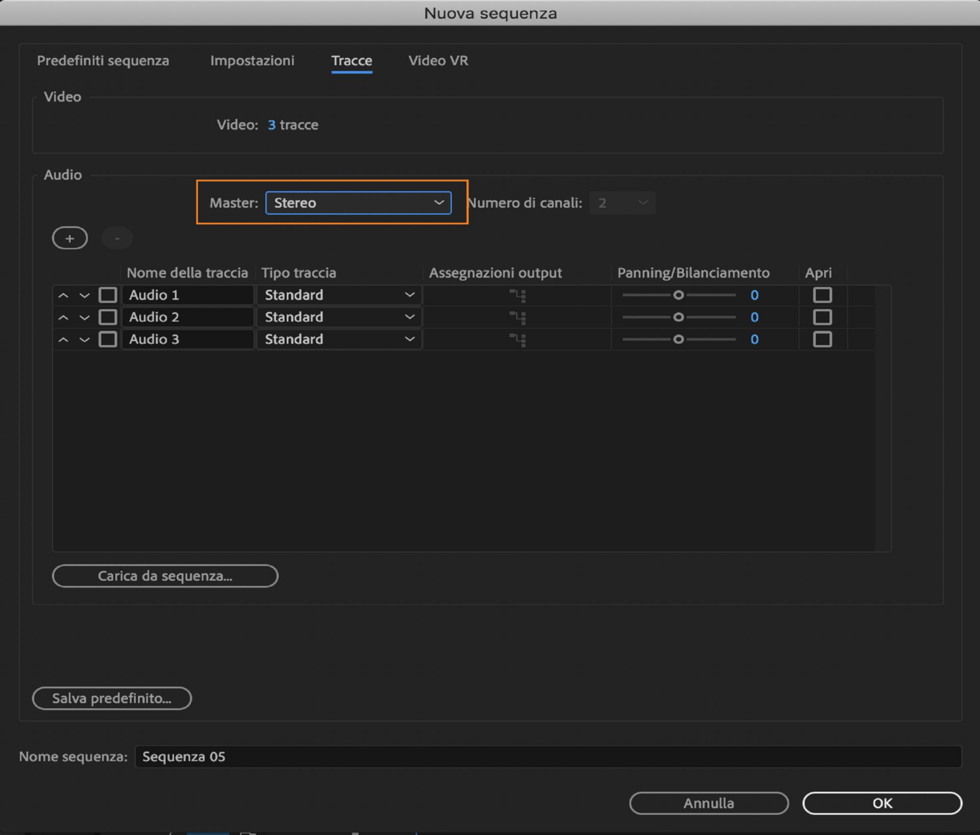 Traccia audio master