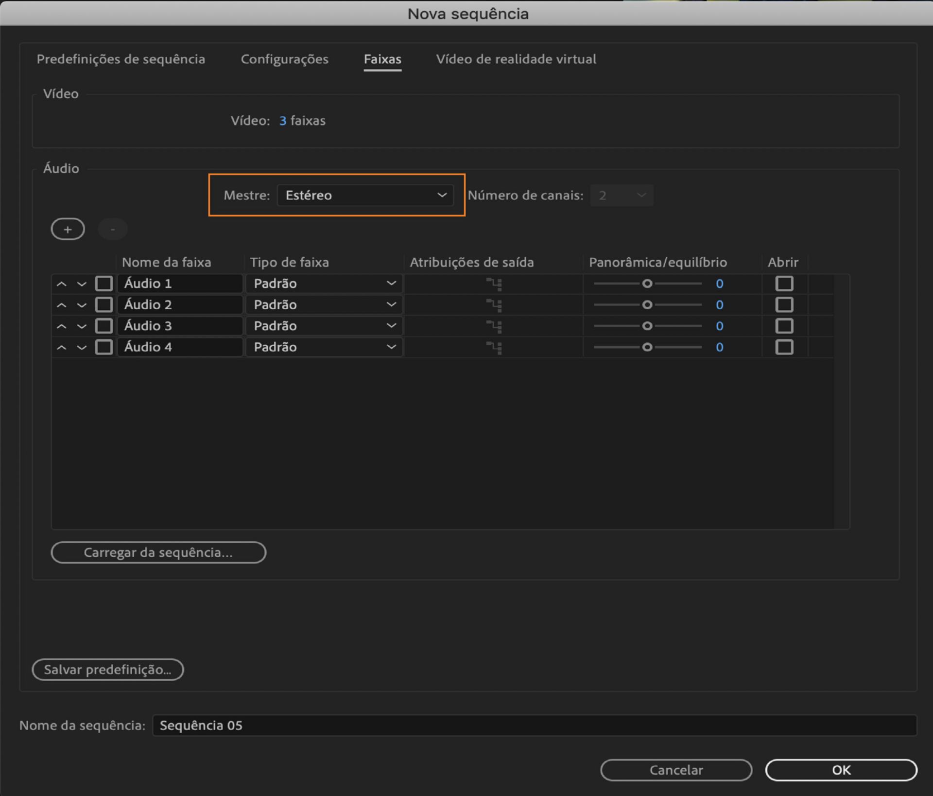 Faixa de áudio mestre