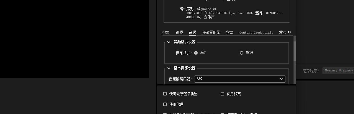 “导出设置”部分已打开，“匹配源音频”按钮已选择。