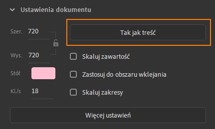 Opcja Dopasuj do zawartości