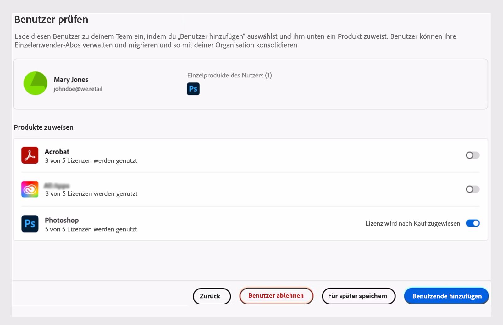 Überprüfen von Benutzern mit entsprechenden Produktlizenzen