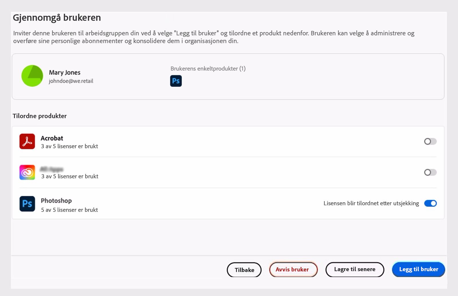 Gå gjennom brukere med tilsvarende produktlisenser