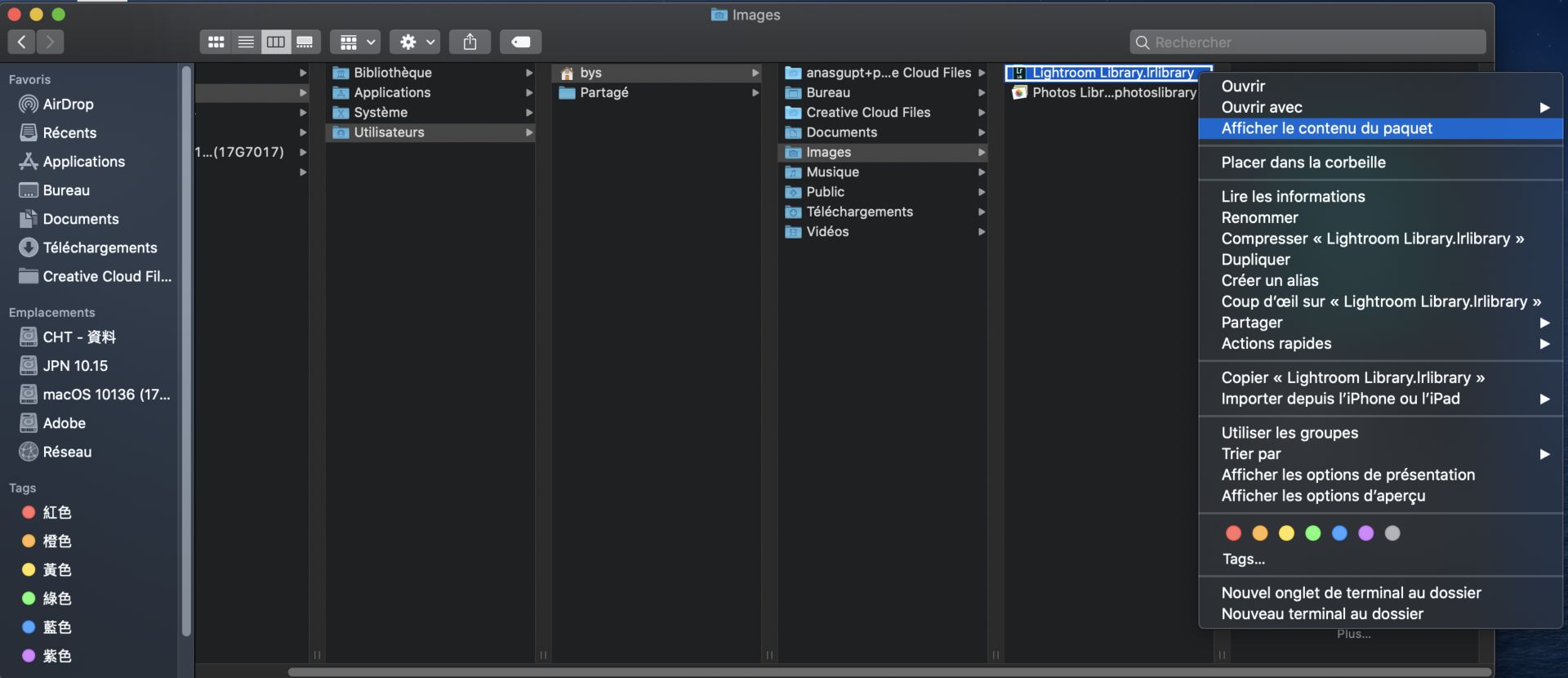 Emplacement du fichier MCAT sous macOS