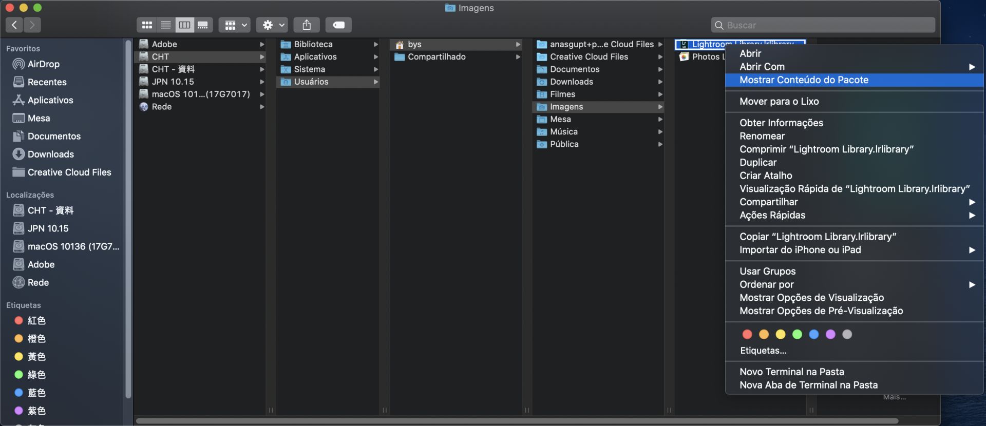 Localização do arquivo MCAT no macOS