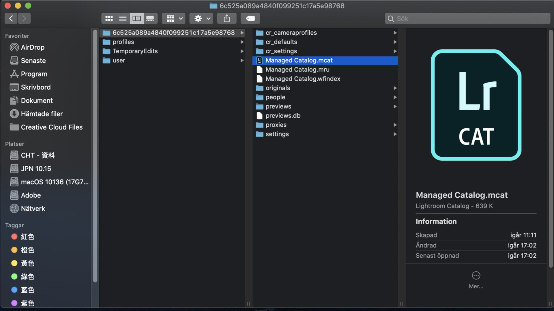 MCAT-filplats på macOS