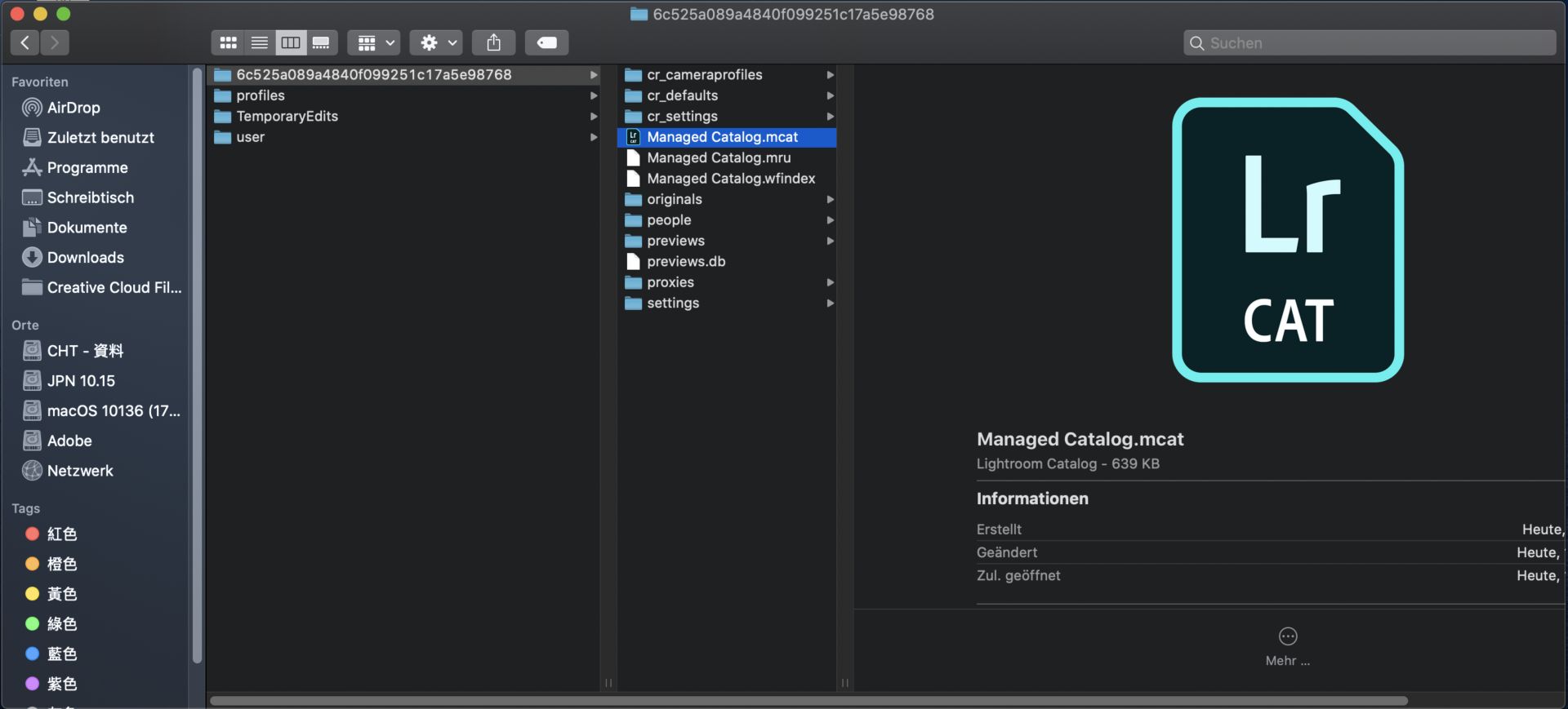 MCAT Dateispeicherort unter Mac OS