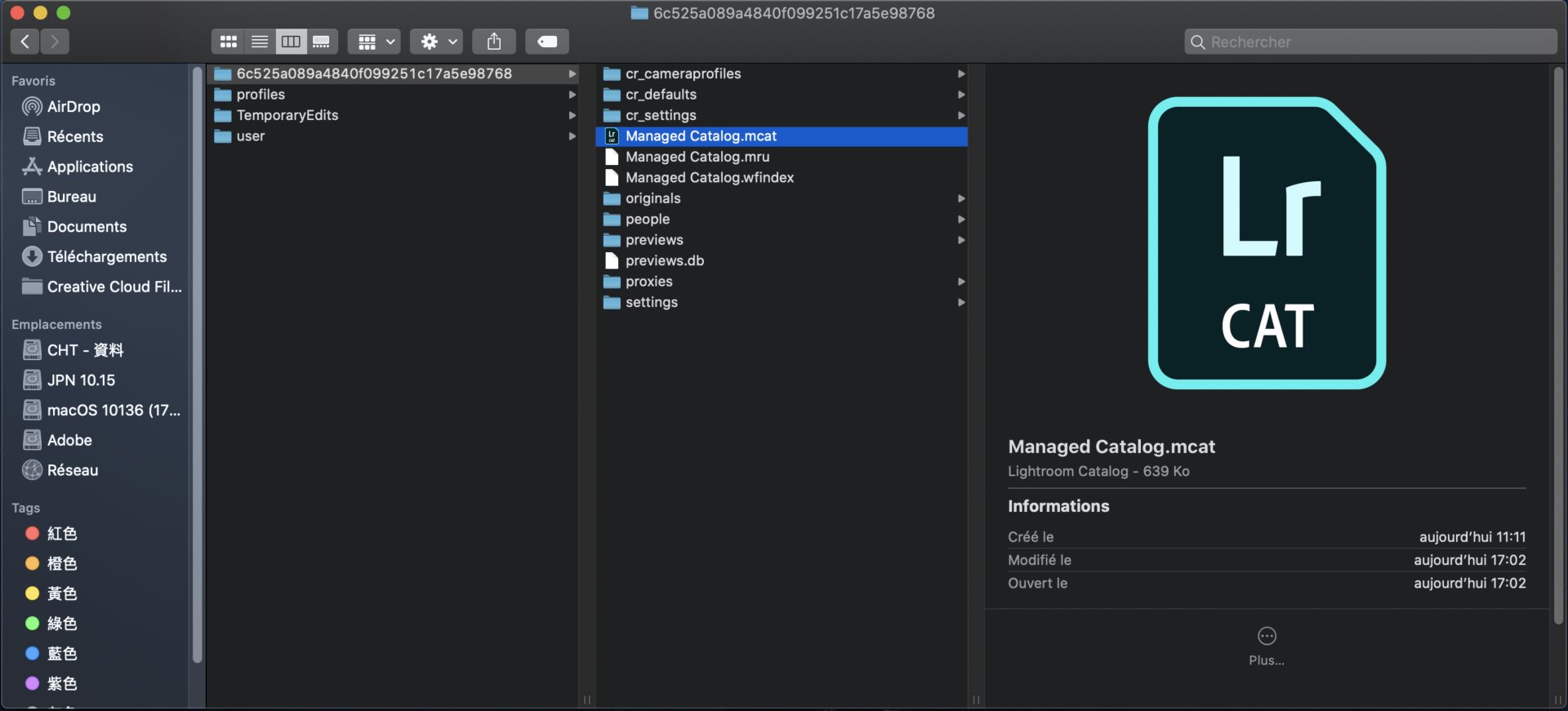 Emplacement du fichier MCAT sous macOS