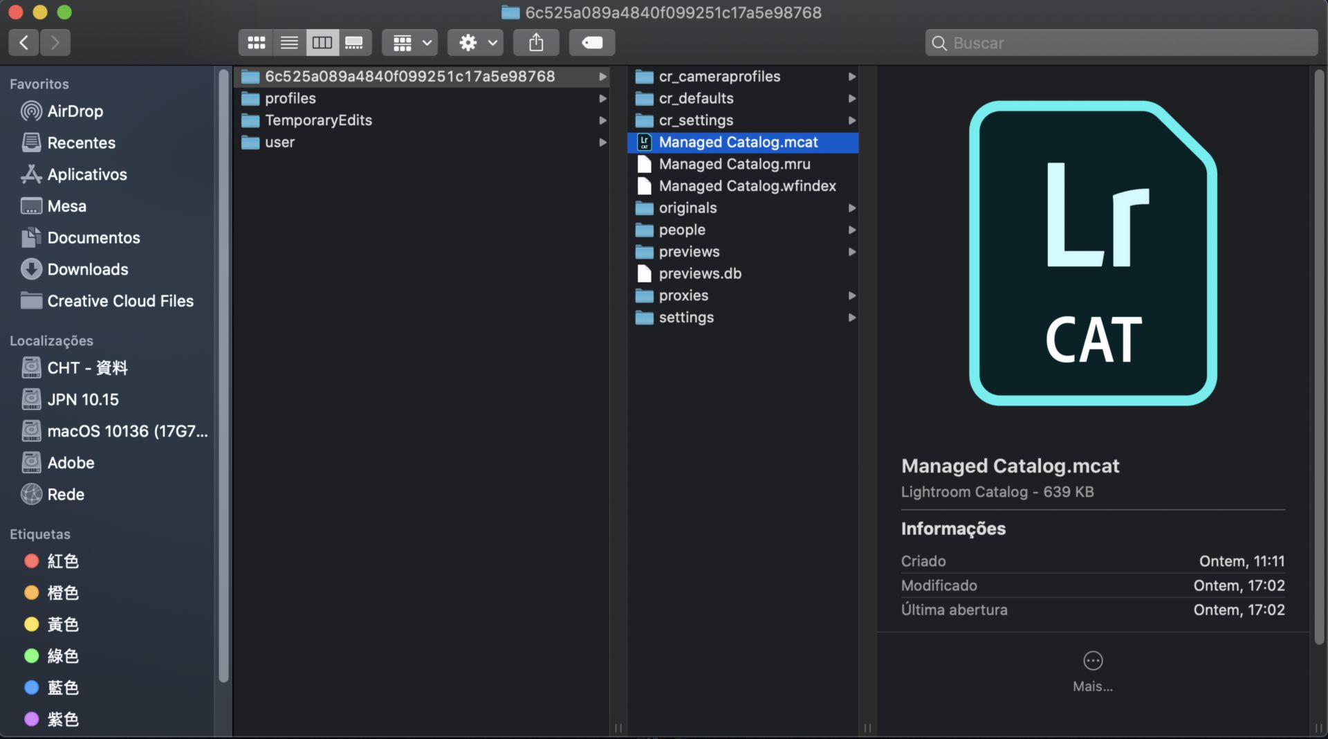 Localização do arquivo MCAT no macOS