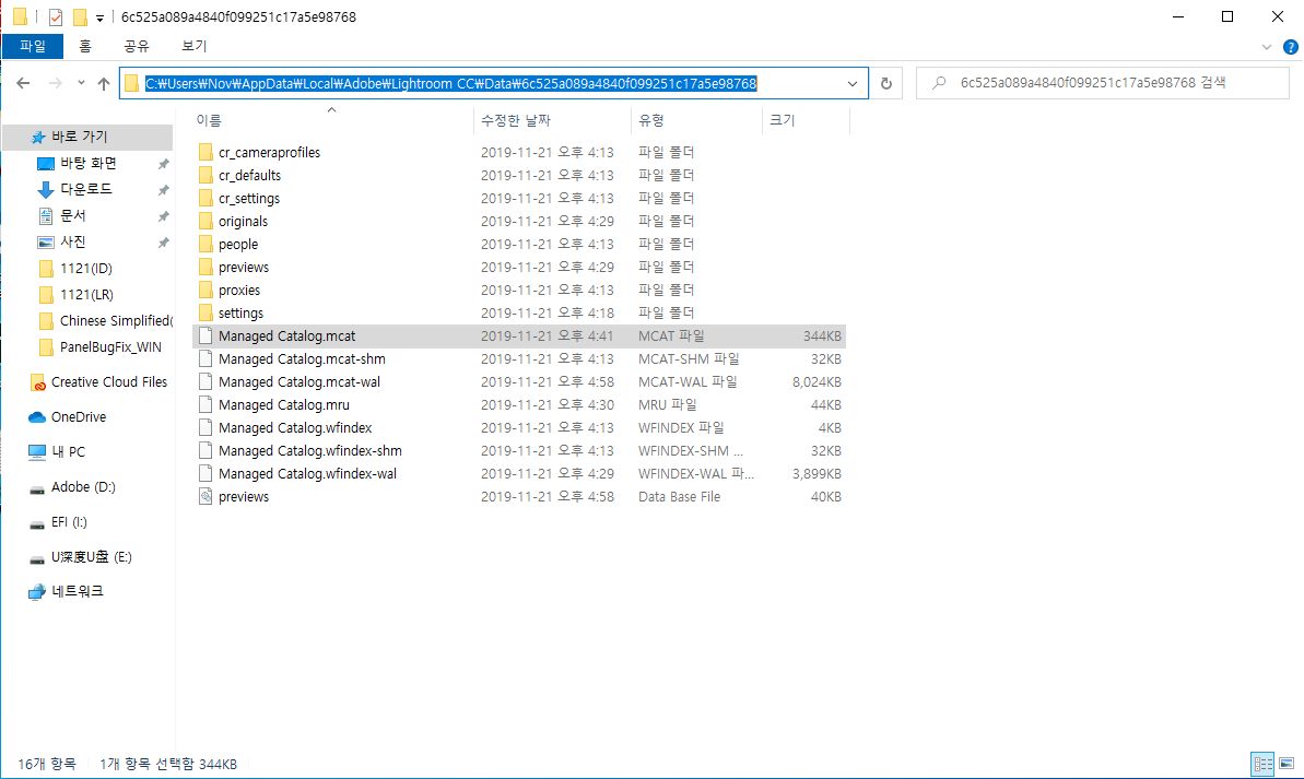 Windows에서 MCAT 파일 위치 