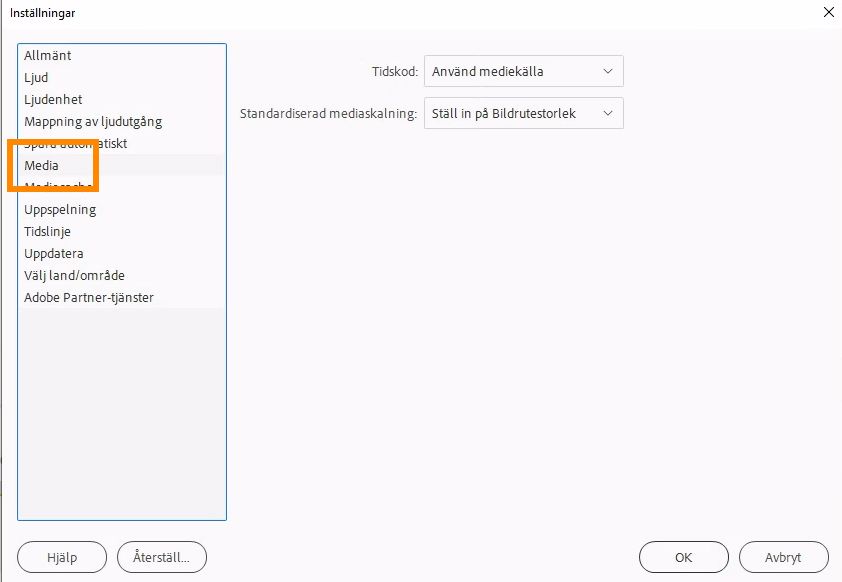 Inställningar för media