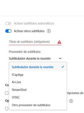 Varios proveedores de subtítulos