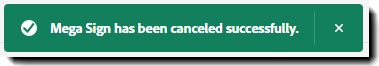 Mensaje de cancelación correcta