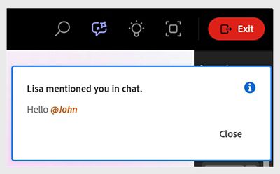 Notification showing a participant tagged in chat