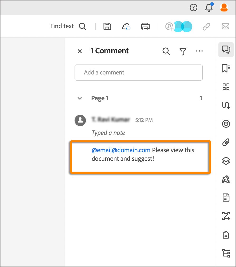 Message d’invitation publié sous forme de commentaire