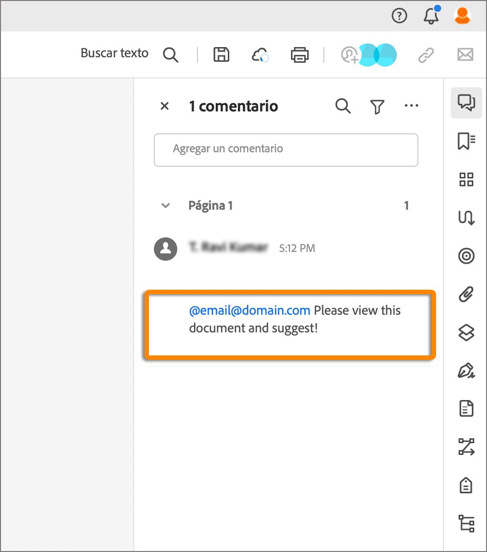 Mensaje de invitación publicado como un comentario