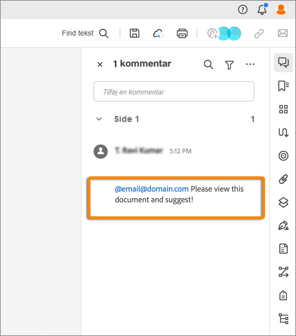 Invitationsmeddelelse sendt som kommentar