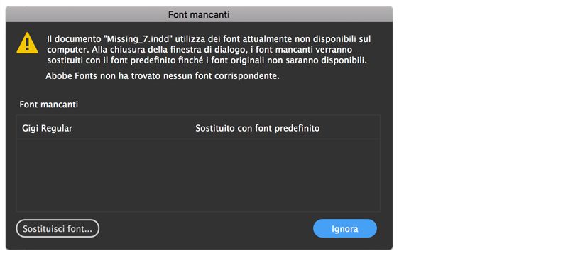 finestra di dialogo font mancanti
