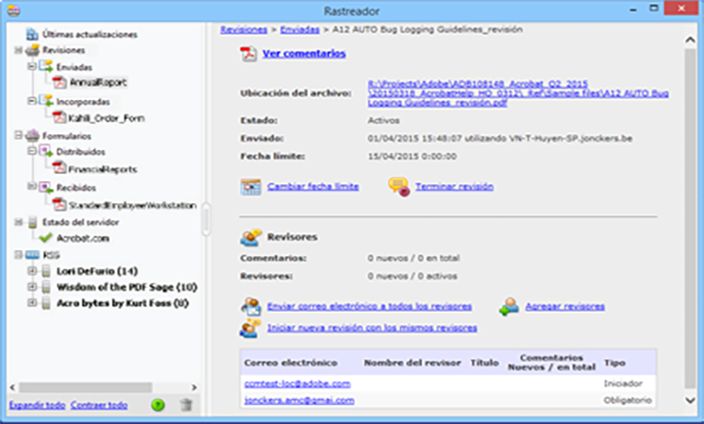 Información sobre el Rastreador