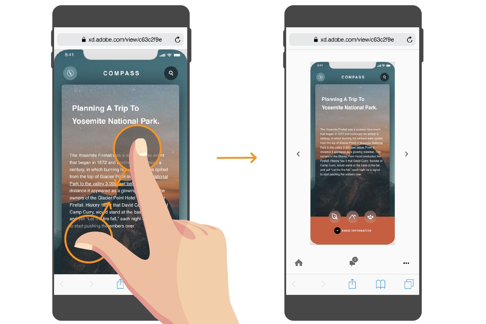 双指开合以导航 