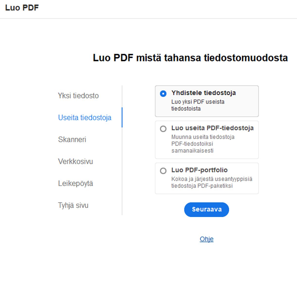 Luo uusi PDF-tiedoston näkymä