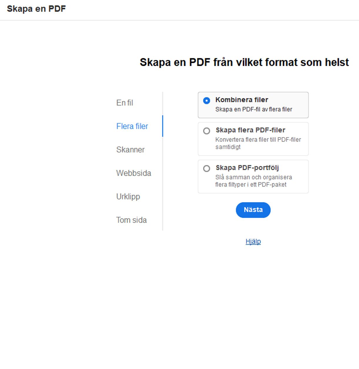 Skapa en PDF – ny vy