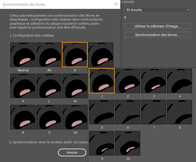 Modification de la pose de bouche pour chaque visème