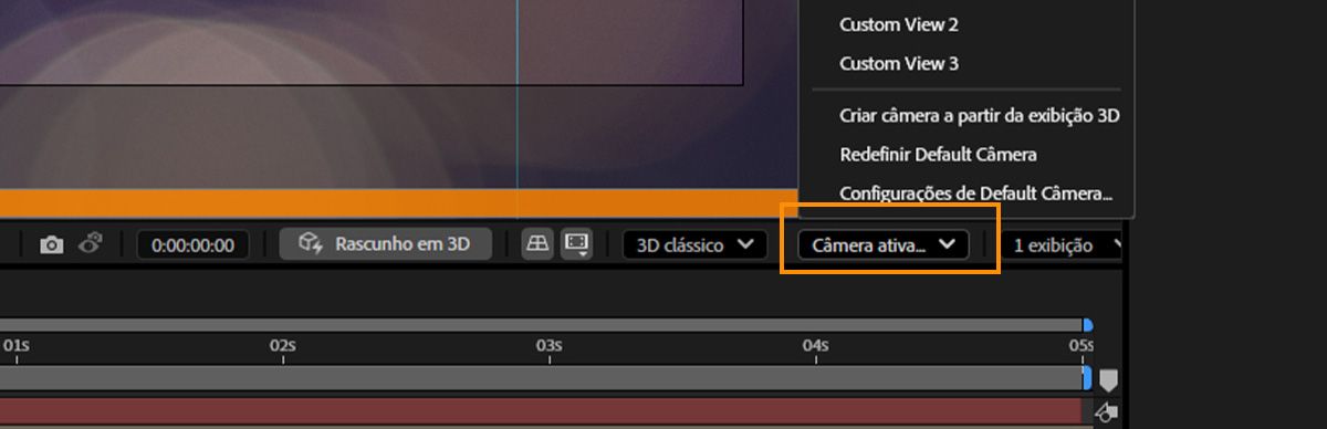 O menu Exibição 3D aberto, oferecendo várias predefinições e opções de exibição personalizadas para escolher.