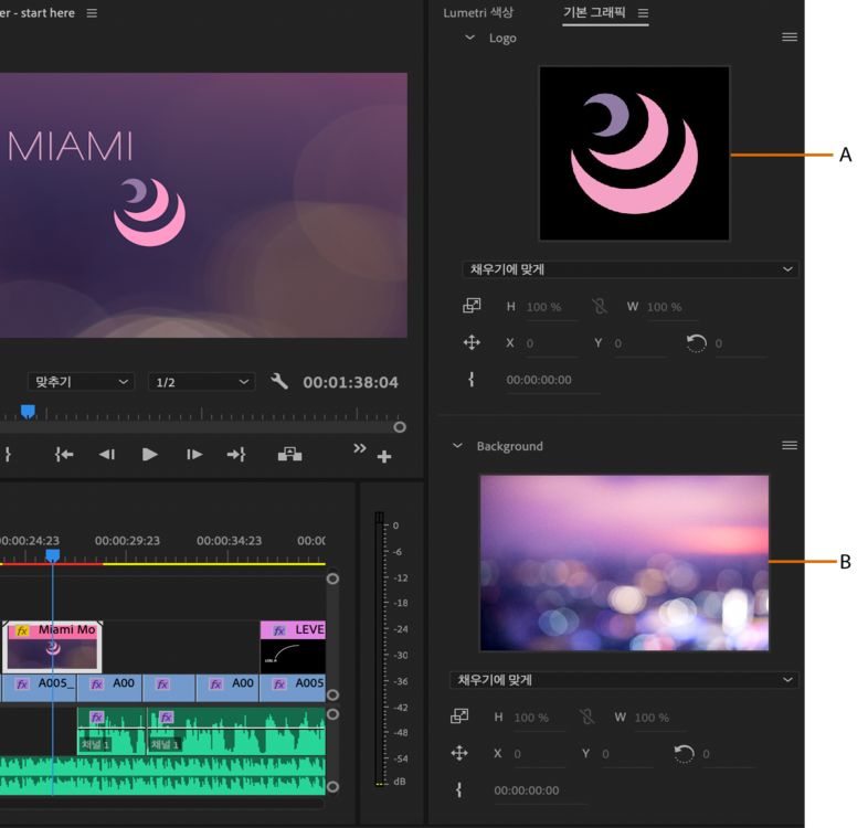 두 개의 미디어 교체 옵션이 있는 모션 그래픽 템플릿