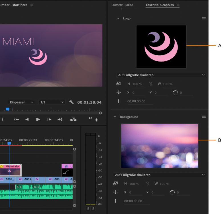 Animationsvorlage mit zwei Medienersetzungsoptionen