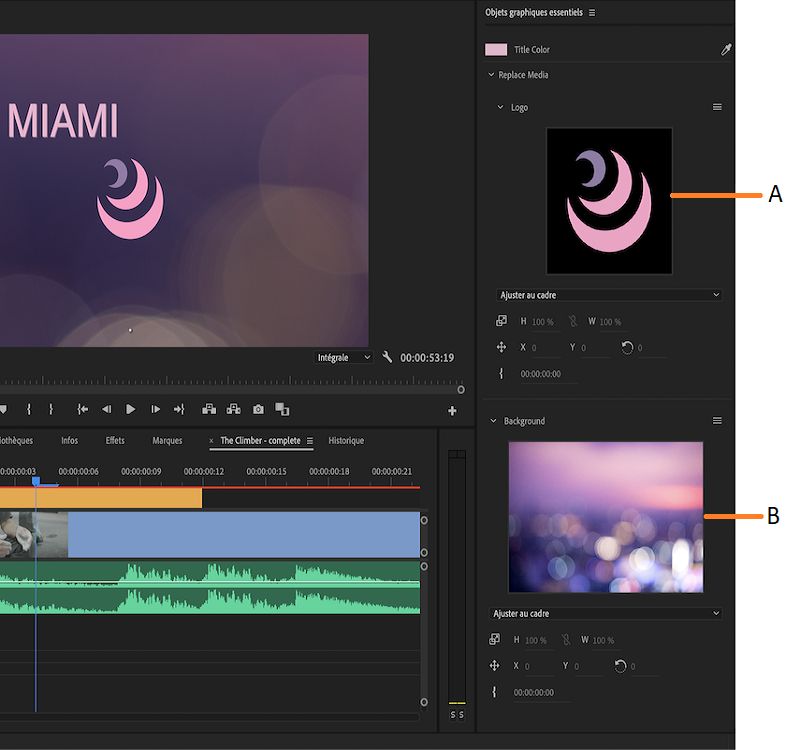Modèle d’animations graphiques avec deux options de remplacement des médias