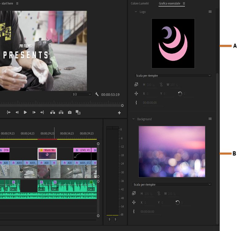 Modello di grafica animata con due opzioni di sostituzione file multimediali