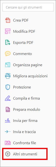 Altri strumenti nel riquadro di destra