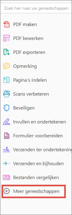 Meer gereedschappen in het rechterdeelvenster