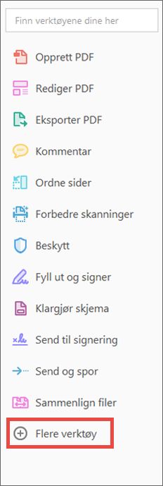 Flere verktøy i ruten til høyre