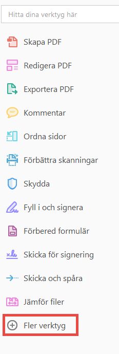 Fler verktyg i den högra panelen