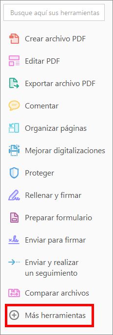 Más herramientas en el panel de la derecha