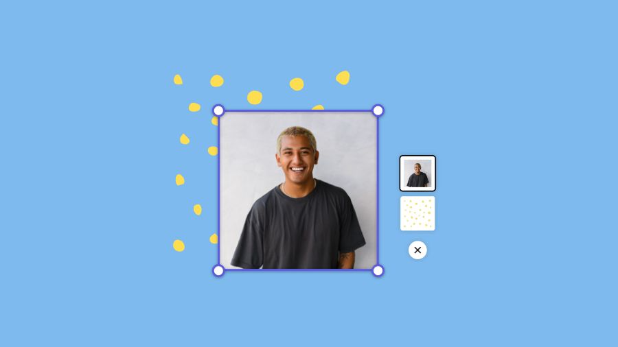 An image with layers on a blue background in the Adobe Express Editor
