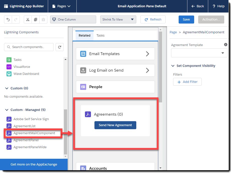 Mover componente de correo al panel