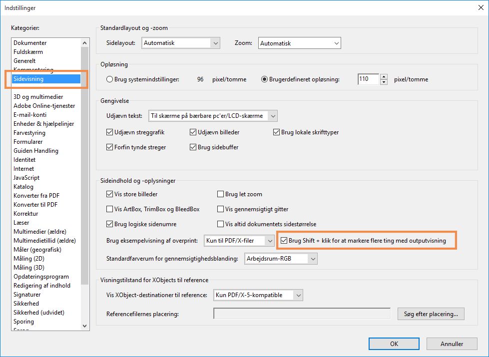 Multivalg med outputvisning