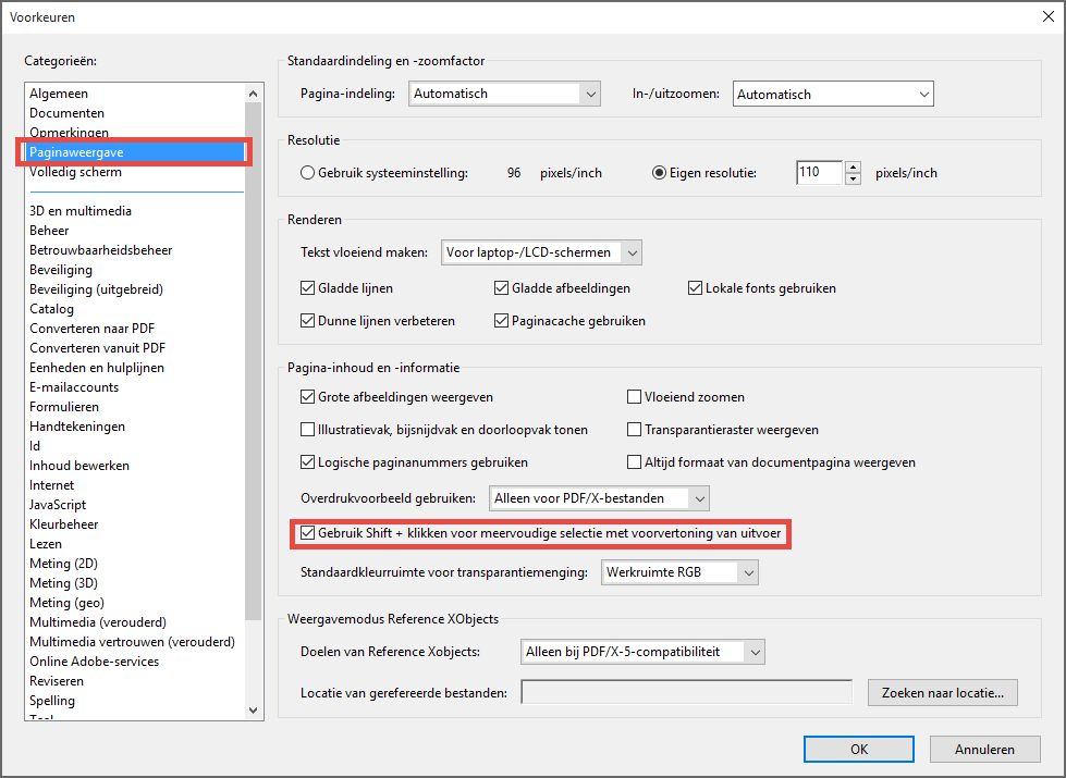 Meervoudige selectie met uitvoervoorbeeld