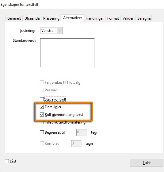 Tekstfelt med flere linjer