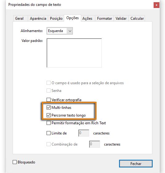 Campo de texto de várias linhas