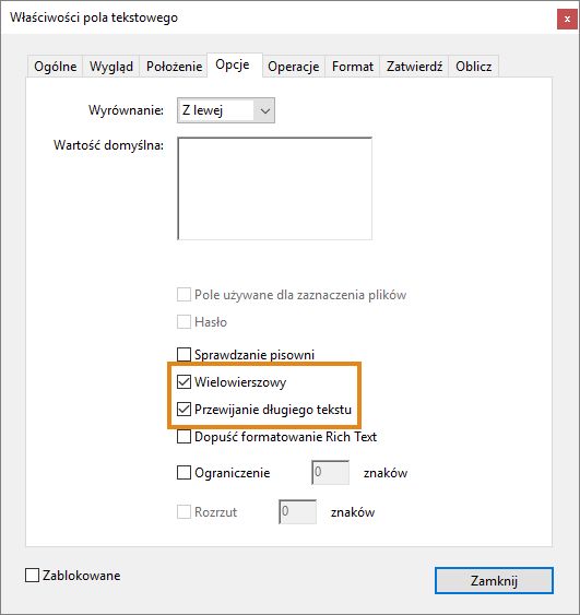 Wielowierszowe pole tekstowe