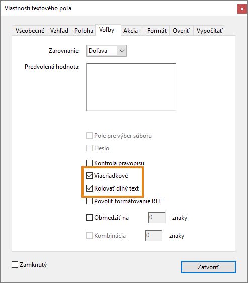 Viacriadkové textové pole
